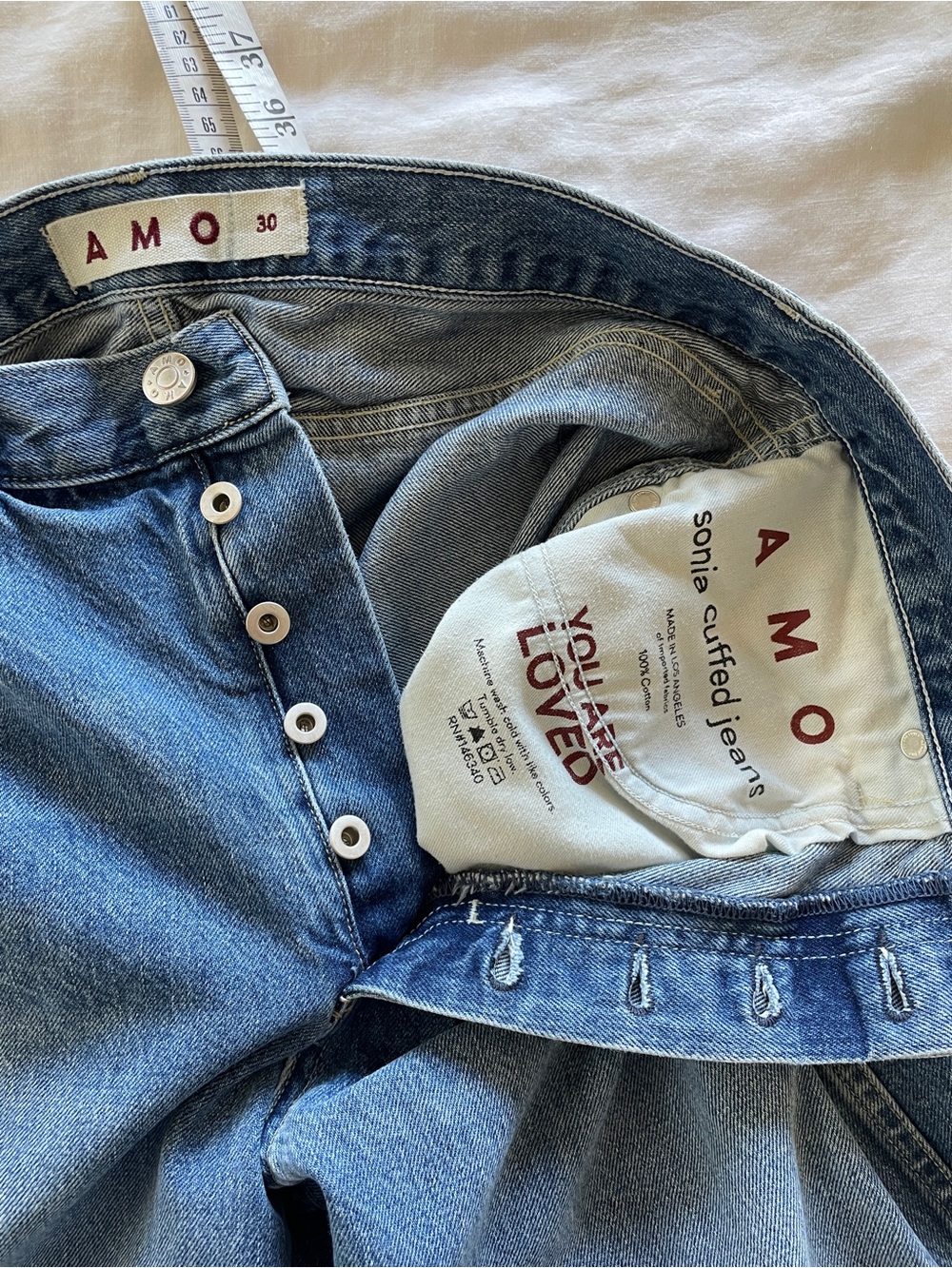 AMO Sonia cuffed button fly jeans size 30 - Picture 6 of 6